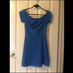 LOVE Pleated Cold Shoulder Dress in Blue